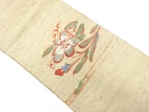 手織り真綿紬　花模様織り出し　名古屋帯